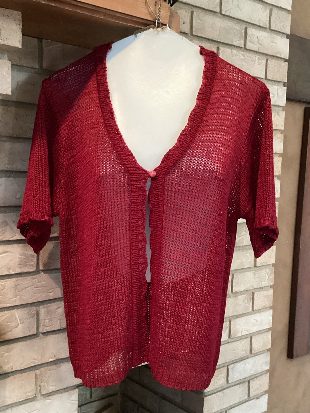 Sag Harbor Red Open-Knit V-Neck Women’s Sweater cardigan